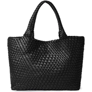 Woven Tote Bag Womens Purse Vegan Leather Shoulder Handbags - Fashion Summer Beach Tote Bags - Large Travel Totes
