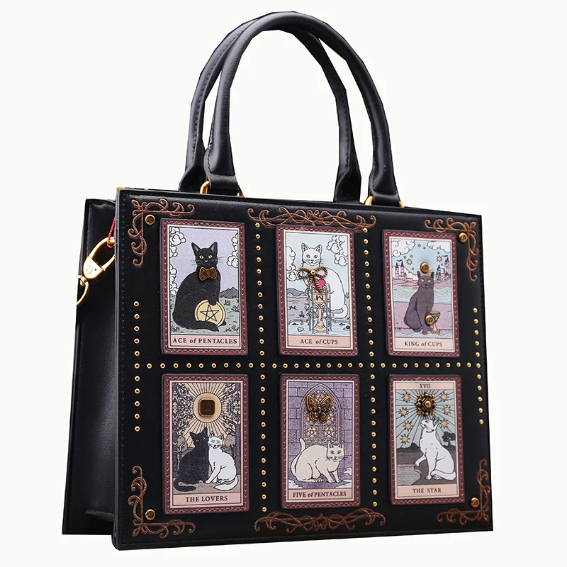 Vintage and Luxury Designer Bag with Delicate Embroidery Cat Printing Women Popular and Fashionable Tote Bag with Large Capacity - Image 5