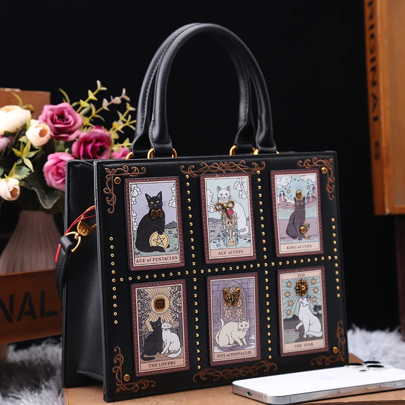 Vintage and Luxury Designer Bag with Delicate Embroidery Cat Printing Women Popular and Fashionable Tote Bag with Large Capacity - Image 2