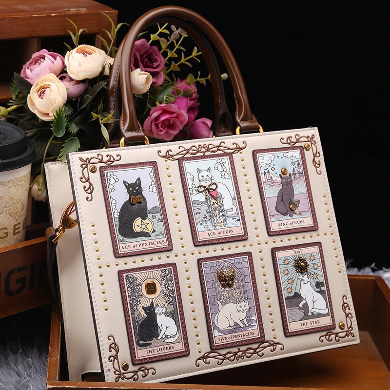 Vintage and Luxury Designer Bag with Delicate Embroidery Cat Printing Women Popular and Fashionable Tote Bag with Large Capacity - Image 4