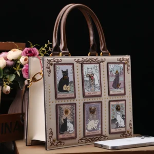 Vintage and Luxury Designer Bag with Delicate Embroidery Cat Printing Women Popular and Fashionable Tote Bag with Large Capacity
