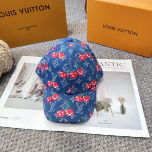 Batch 28 Louis Vuitton 2025 New Cute Cherry Sun Hat Women's Breathable Fisherman Hat Denim Blue Vacation Travel Photography Baseball Cap